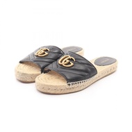 【二手】Gucci GG Marmont 女士草編真皮涼鞋（二手 C）