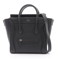 [二手] CELINE Luggage Nano Shopper 手提包，黑色皮革，女士。