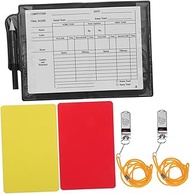 VANZACK 1 Set Sport Whistle with Lanyard Referee Whistle Standard Referee Cards Referee Notepad Pen Football Referee Cards Portable Referee Wallet Football Soccer Cards Metal Notebook Pvc