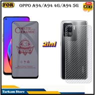 2IN1 Tempered Glass Oppo A94 A94 4G A94 5G Anti-Scratch Glass Full Cover Screen Protector Elegant