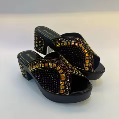Fashion Rhinestones Sandals African Women's Shoes Women's Party Design Slippers Lightweight Ladies W