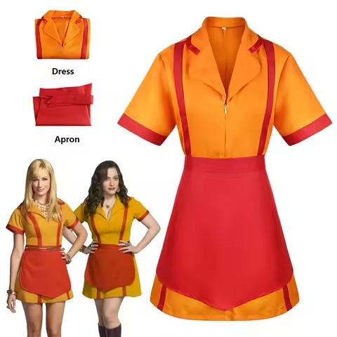 2 Broke Girls Women Cosplay Dress Costumes for Halloween Girl Party Wear Max Caroline Bar Waitress M