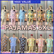 (6XL Short Sleeve) Baju Tidur 6XL Pajamas Set Wanita Plus Size Cute Cartoon / Pijamas Wanita Jumbo Size Baju Tido Dewasa Murah
