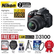 NIKON D3100 18-55MM VR KIT SET (2 YEARS WARRANTY)FREE 64GB MEMORY/NIKON BAG/UV FILTER/CLEANING KT