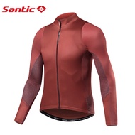 Santic เสื้อปั่นจักรยานสำหรับผู้ชายแขนยาวเสื้อจักรยานเสือภูเขาเสื้อเจอร์ซี่ย์จักรยานพร้อมกระเป๋าเสื้