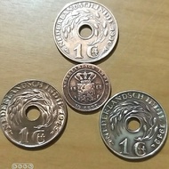 Paket Uang Koin Kuno ½ cent (1858) dan 1cent (1938, 1942, 1945)