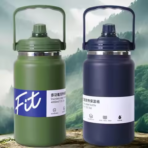 4000ml Tumbler Cup For Coffee Keep Cold Stainless Water Bottle With Straw Space Kettle American-Styl