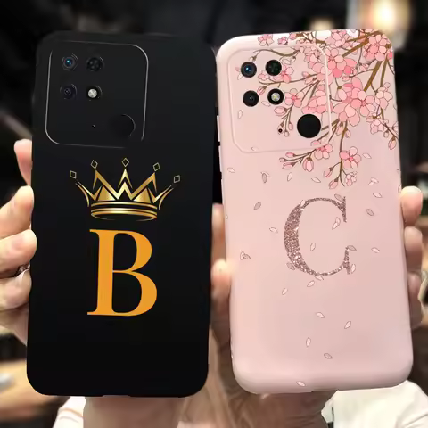 For Xiaomi Redmi 10 Power Case Redmi 10C Cover Soft Letters Shockproof Bumper Couple Cover For Xiomi