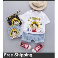 Kids Fashion Japanese Anime Onepiece Outfit Shirt+Pant