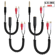 6.35mm TRS Stereo to Dual RCA 1-to-2 Spring Audio Cable, Male-to-Male/Female-to-Female for Subwoofer