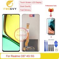 หน้าจอ LCD สำหรับด้านหน้า6.72นิ้ว C67 Realme 4G 5G ชิ้นส่วนอะไหล่สำหรับซ่อมหน้าจอสัมผัส LCD