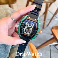 Original Richard RM21-01 Carbon Fiber Hollow Men Quartz Wrist Watch High-End Trendy All-Match Watch