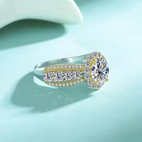 18K Real Platinum PT950 color matching moissanite real gold ring women's high-end 1.5 carat oval moi