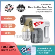 【Local Ready Stock】 CD-06 / GD-08 Cold Mist Blue Light Portable Handheld Wireless Rechargeable Nano Mist Disinfection Sanitizer Spray Gun / Sanitizer Spray Gun / Atomizer / Nano Spray Gun / 喷雾消毒枪 / 消毒喷雾枪 / 消毒枪 / 消毒喷雾器