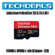 SanDisk Extreme Pro MicroSD Card | V30, U3, C10, A1, UHS-1, R100MB/s W90MB/s | with SD Adapter - 32GB