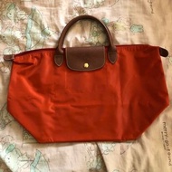 Longchamp 二手正品短柄L橘色包況佳