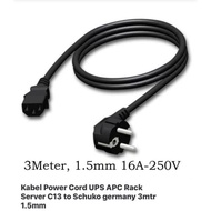 Power Cord Ups Cable Apc Rack server C13 to Schuko Germany 3 Mtr 1.5mm