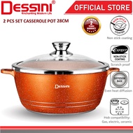 DESSINI ITALY Granite Die Cast Aluminium Non Stick Casserole Pot Bowl Deep Fry Pan Cookware Tool (28