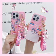 For Huawei Y9A Y9S Y8S Y8P Y7P Y6P Y5P Y7A Y5 Prime 2018 2019 P Smart 2021 Case Cartoon Unicorn Phone Casing Soft Silicone Protective Cover With Toy Key Chain Wrist strap
