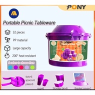 Portable Picnic Tableware 32pcs