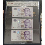 2000 2 dollars Commemorative of millennium year with millennium logo set of 3 unc or MDC 64