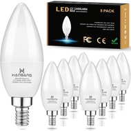 hansang 8-Pack E12 Candelabra LED Light Bulbs, 6000K Cool Daylight White, Small Base Type B Light Bu