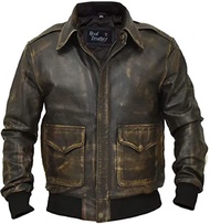 Jorde Calf A2 Aviator Flying Tiger WWII Flight Aviator Bomber Jacket-Mens Real Leather Aviator Pilot