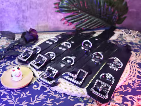 5mm thick Malay black natural latex material Cosplayrr latex restraint handcuffs collar and ankle cu
