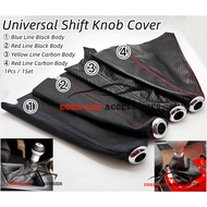 Universal Car Shift Knob Cover PVC Gear Knob Cover Gear Shift Knob Cover Red Stitch Gear Boot Carbon