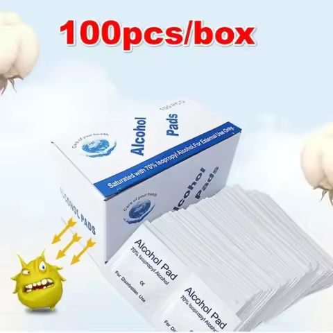 100pcs Portable Alcohol Prep Pads Disinfectant Swabs Wipes Cleaner 70% Alcohol Content Suitable for