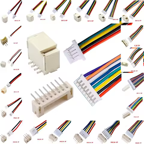10Set SH1.0 MX1.25 ZH1.5 PH2.0 XH2.54 Connector Female Housing 10/20/30cm Wire Cable+Right Angle 2/3