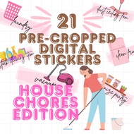Pink Digital Stickers - House Chores | PNG | Pre Cropped