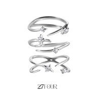 925 Astral Orbit silver ring with zircon stone size 12 to 18 - 27FOUR