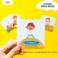 Flash Card Mengenal Kata Kerja Kartu Terapi Wicara Kosa Kata Anak