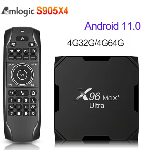 New X96 Max Plus Ultra Amlogic S905X4 Android11 Smart TV Box 4G 32G/64G Dual WIFI USB3.0 8K HD 2.4G&