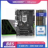 MACHINIST B85M PRO Motherboard Kit With I5 4690 CPU 4x8G=32GB DDR3 Desktop Memory RAM 1600Mhz LGA1150 Set NVME M.2 Mico-ATX YVYP