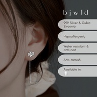 BJWLD S999 Mila Lucky Clover Threader Earring (1 Pair) Anting-anting Subang Perak