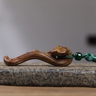 Natural Sandalwood Carving Everything Good Luck Handle Tassel Play Chinese Good Luck Ornaments Deskt