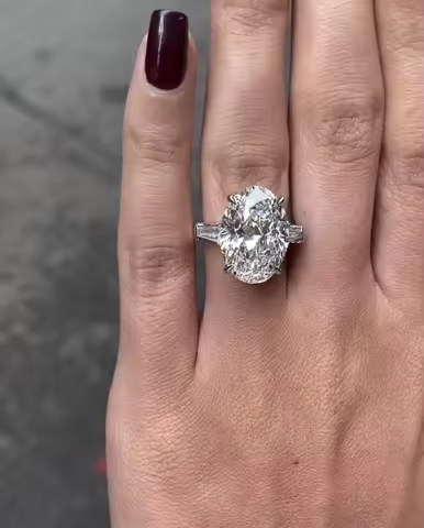 Luxury 100% 925 Sterling Silver Rings Finger Wedding Engagement Cocktail Women Big 5ct Oval Simulate