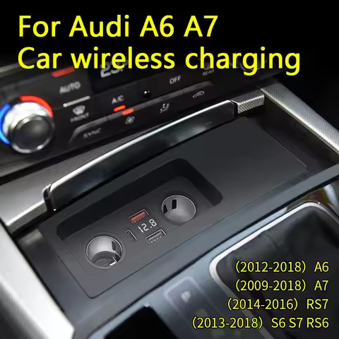 15W Wireless Charging Plate for Audi A6 C7 A7 S6 S7 RS6 RS7 Car Charger Cigarette Lighter USB 27W Qu