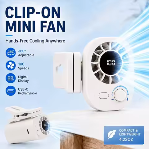 Portable Clip-On Fan, Waist-Worn Fan, Mini USB Fan, Outdoor Fan, Portable Fan