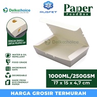 Lunch Box Paper Rectangle Forming Ivory uk. XL(17cm x 15cm x 4.7cm) Deep Lamination / Plain White Pa