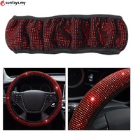 【S-HOT】Red Auto 15''/37-38cm Car Diamond Steering Wheel Cover Bling Shining