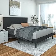 Bekusu King Size Upholstered Bed Frame with Adjustable Headboard and Sturdy Wooden Slats, Non-Slip and Noise-Free Design No Box Spring Needed Easy Assembly Dark Grey
