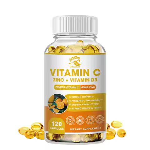 Greensure Supplements Zinc 40mg, Vitamin C 2000mg, and Vitamin D3 5000 IU (125mcg) Per Serving - 60/