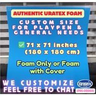 Uratex Foam With Cover 180x180 cm / 71x71 inches Mattress for Playpen, Bed, All Use