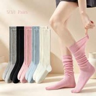 5/3/1Pair Women Calf Socks, Vertical Striped Stockings, Breathable Long Socks Summer, Y2K JK Japanes