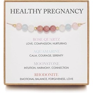Healthy Pregnancy Bracelet Gift - Natural Moonstone, Rose Quartz, Rhodonite, Aquamarine Bracelets fo