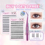 10 Rows False Eyelashes with Glue-Free Self-Adhesive Cluster Lash Easy Application