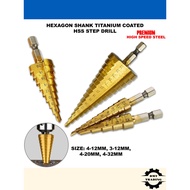 HSS Step Drill Bit Titanium Coated Hex Shank Cone Drill